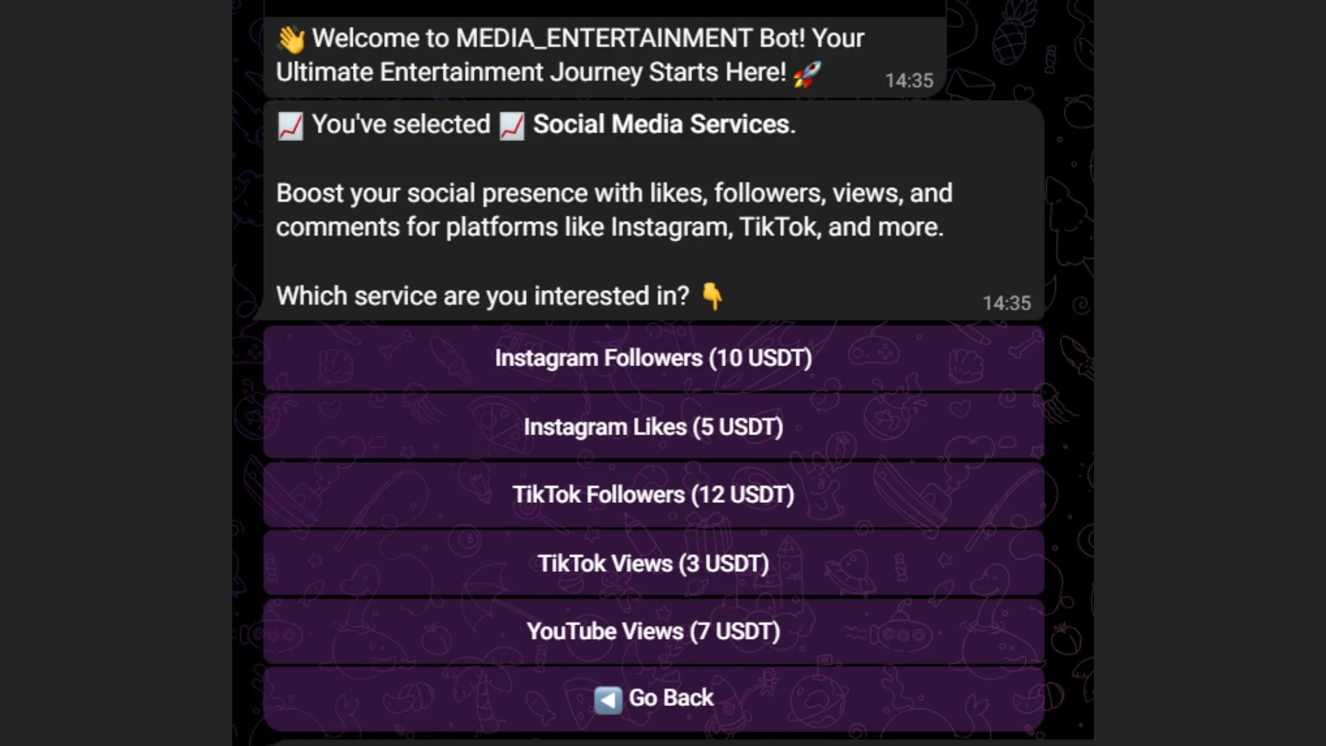 Telegram Social Media Service Bot