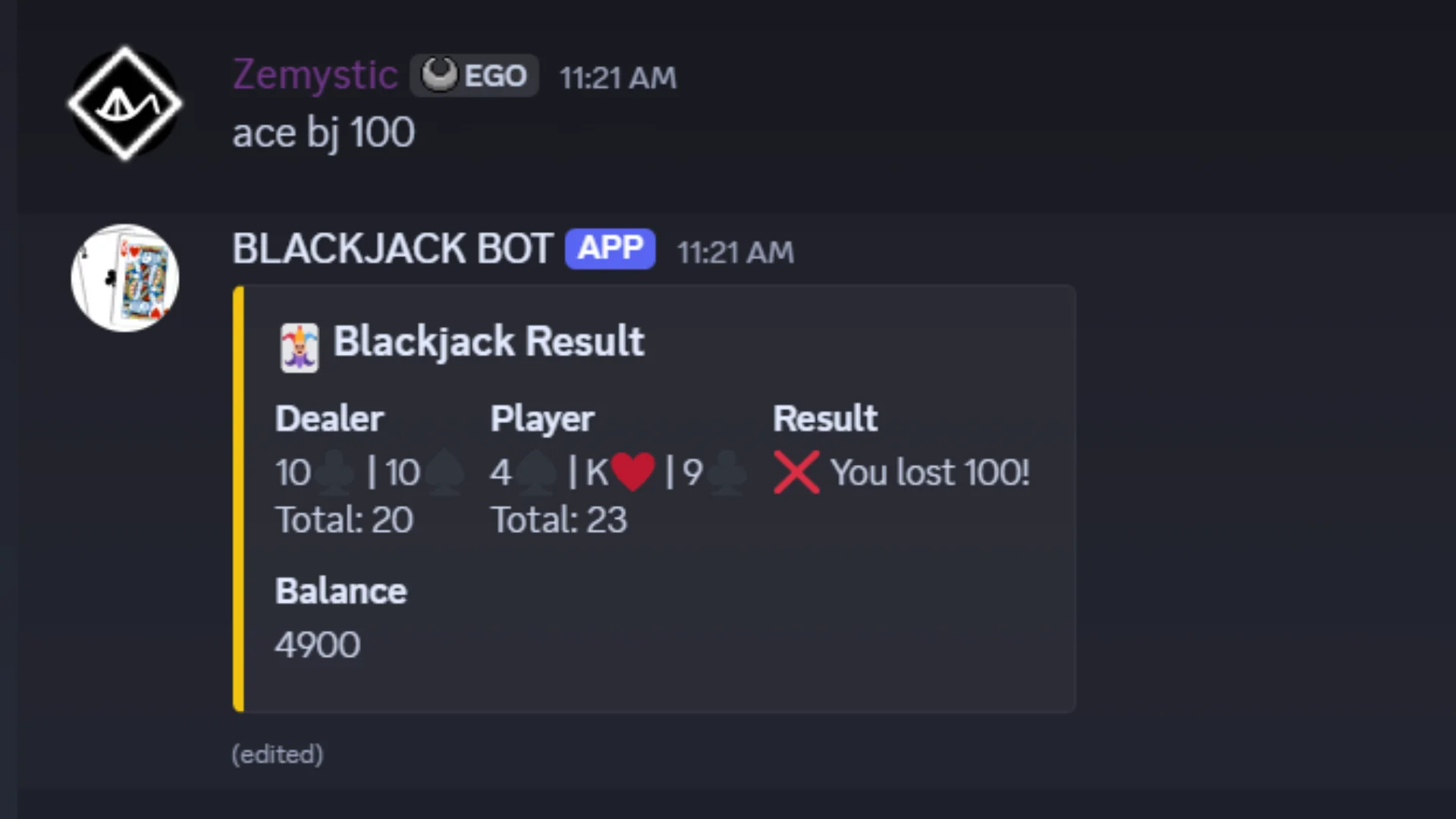 Discord Blackjack Bot