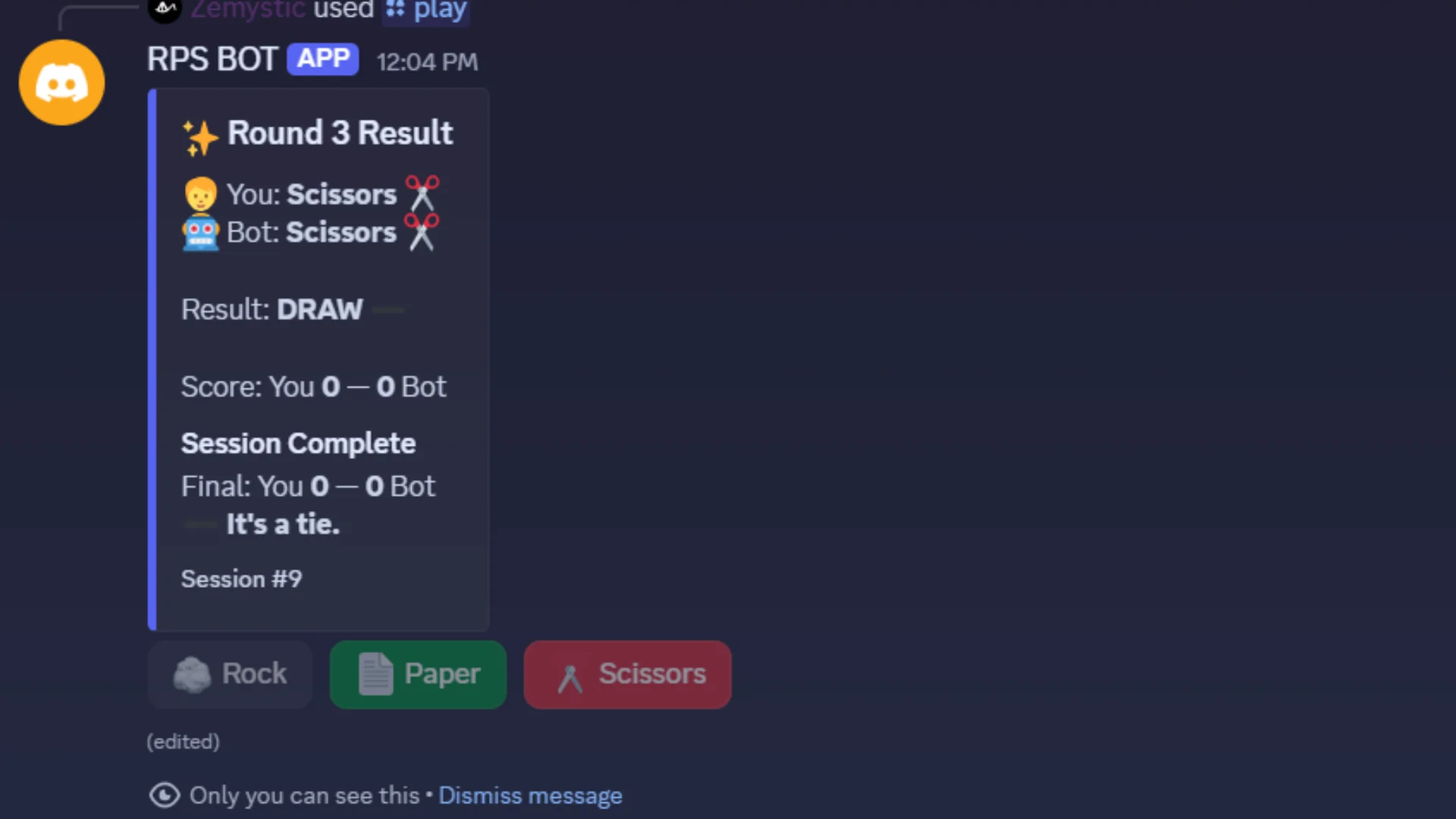 Discord Rock Paper Scissors Bot