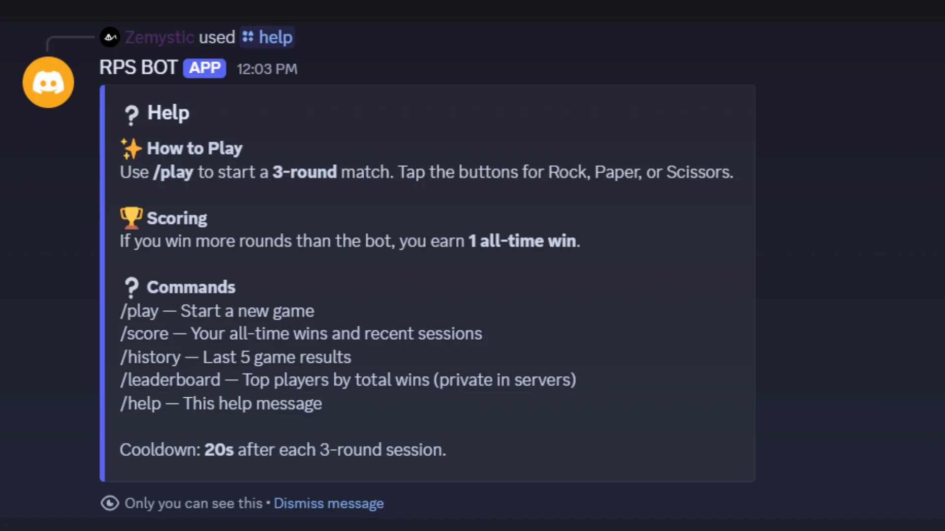Discord Rock Paper Scissors Bot