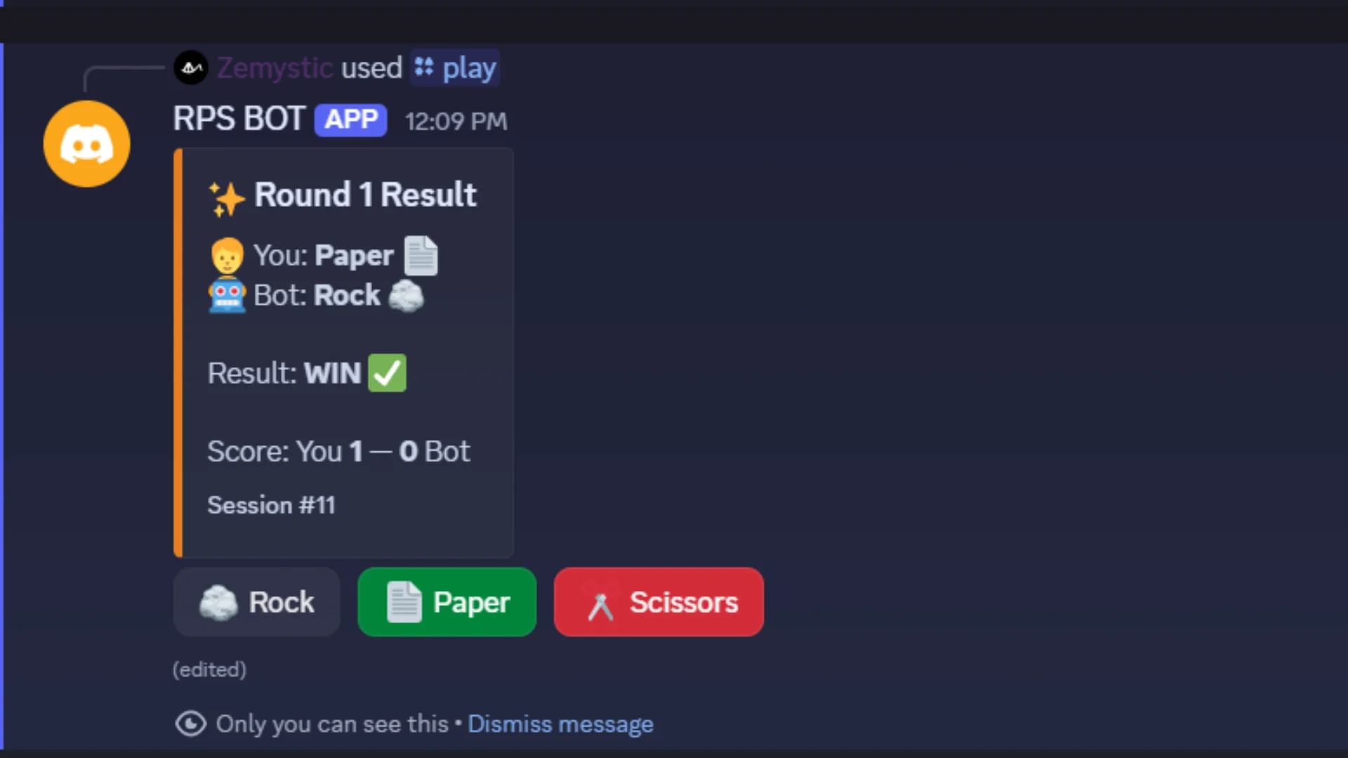 Discord Rock Paper Scissors Bot