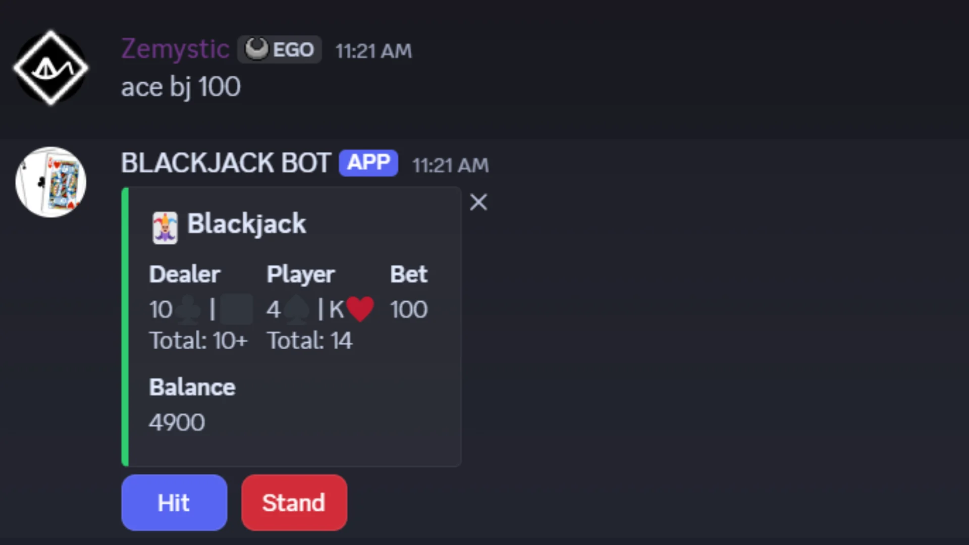 Discord Blackjack Bot