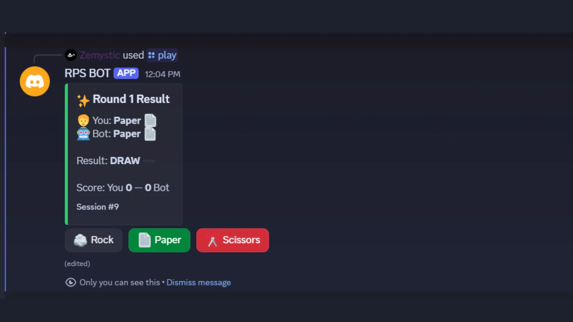 Discord Rock Paper Scissors Bot