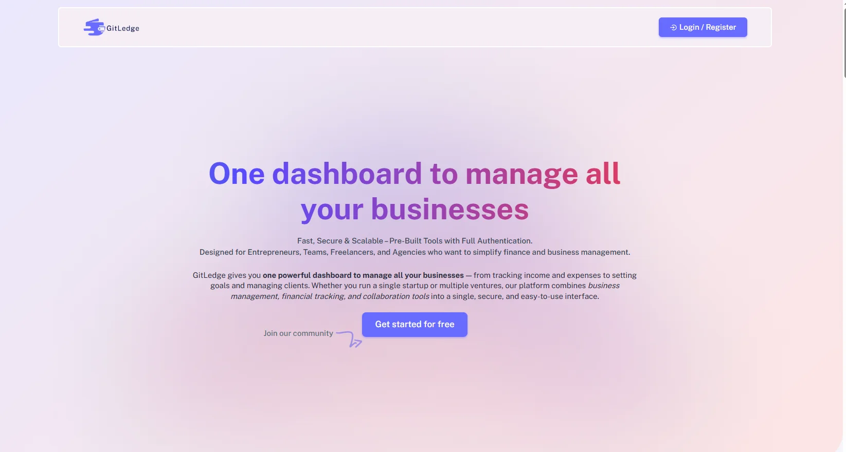 GitLedge | One dashboard to manage all your businesses