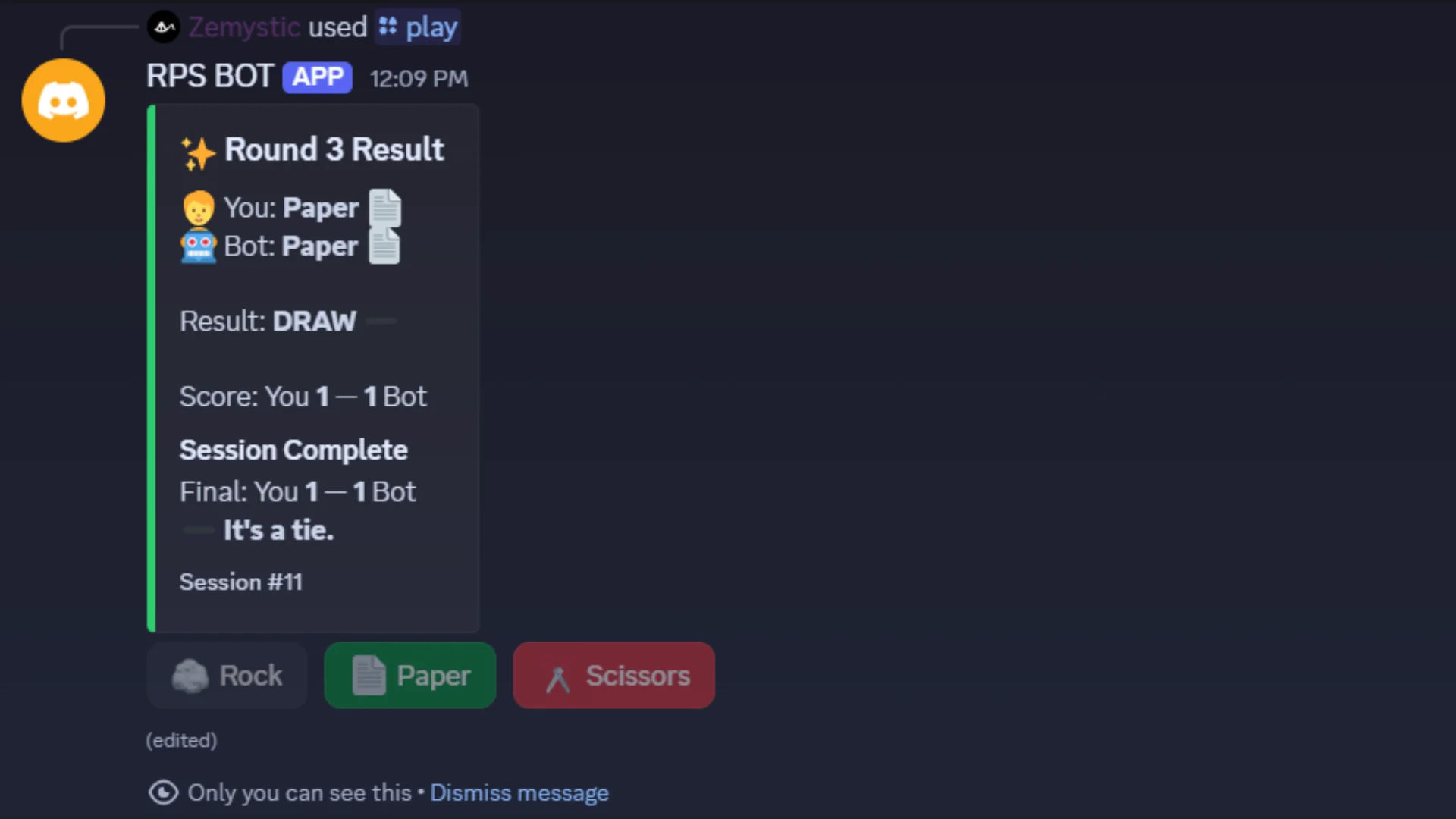 Discord Rock Paper Scissors Bot